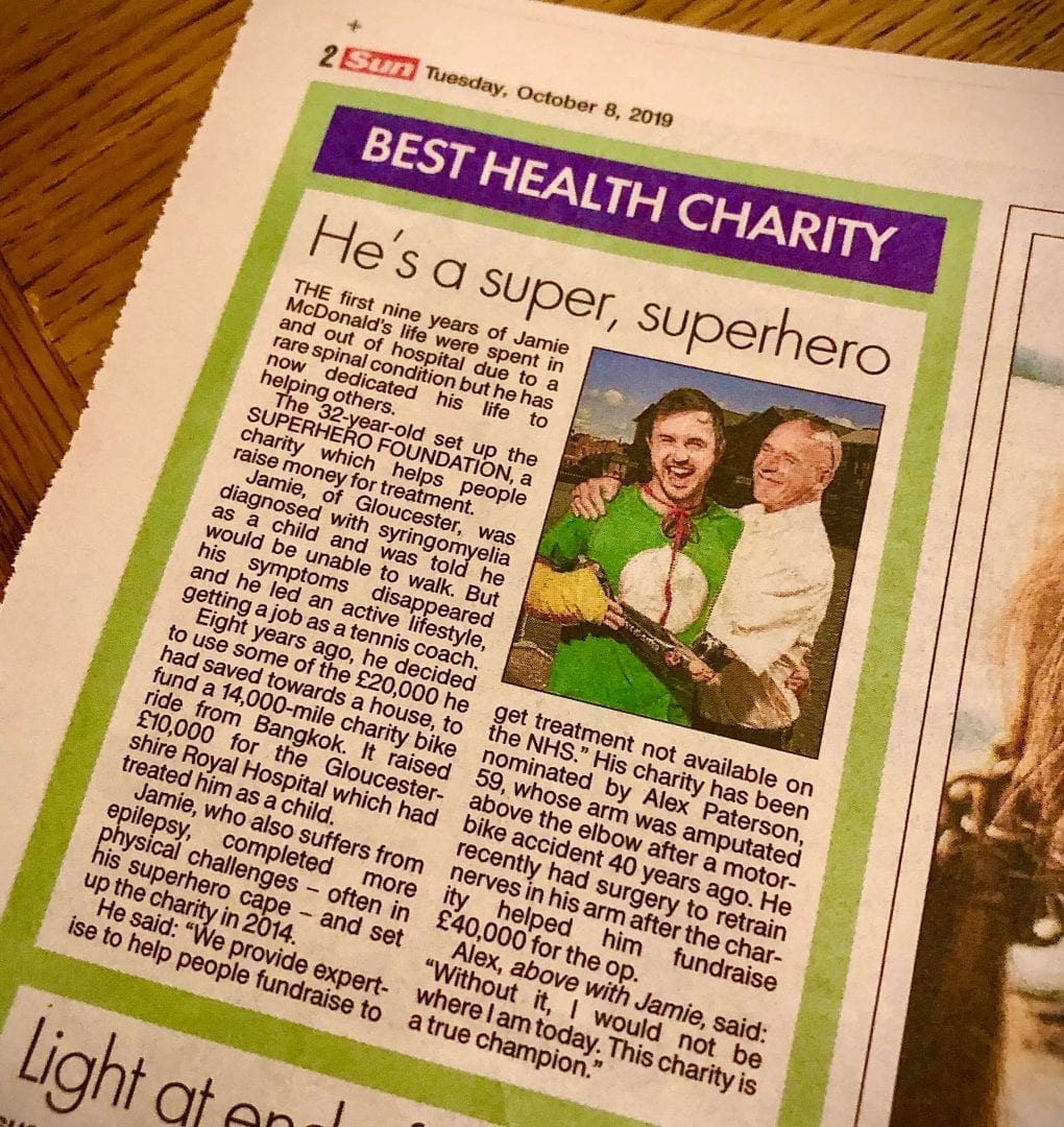 Adventureman-superhero-foundation-best-health-charity-the-sun-news-paper